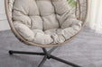 Outdoor egg-shaped hanging chair with stand, patio wicker swing egg-shaped chair, indoor rocking chair, outdoor hammock egg-shaped chair, linen gray Default -DTYStore