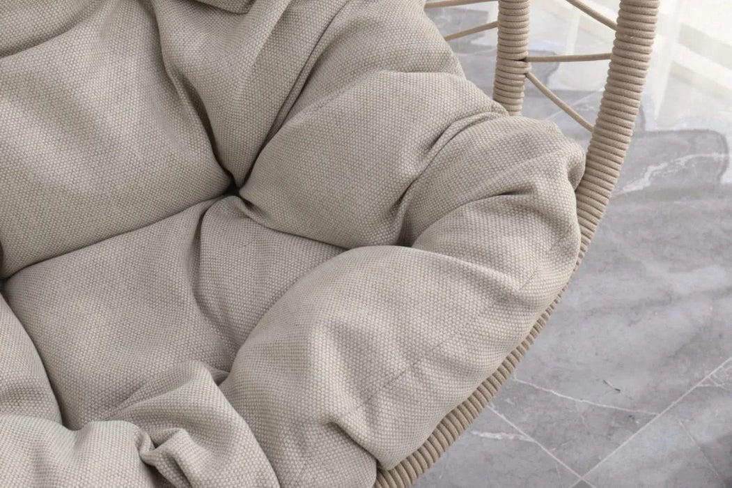 Outdoor egg-shaped hanging chair with stand, patio wicker swing egg-shaped chair, indoor rocking chair, outdoor hammock egg-shaped chair, linen gray Default -DTYStore