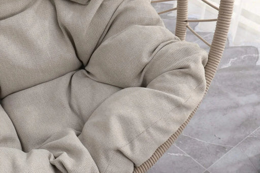 Outdoor egg-shaped hanging chair with stand, patio wicker swing egg-shaped chair, indoor rocking chair, outdoor hammock egg-shaped chair, linen gray Default -DTYStore