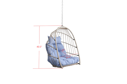 Outdoor garden rattan egg swing chair hanging chair PE hanging chair blue Default -DTYStore