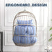 Outdoor garden rattan egg swing chair hanging chair PE hanging chair blue Default -DTYStore