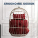 Outdoor garden rattan egg swing chair hanging chair PE hanging chair red Default -DTYStore