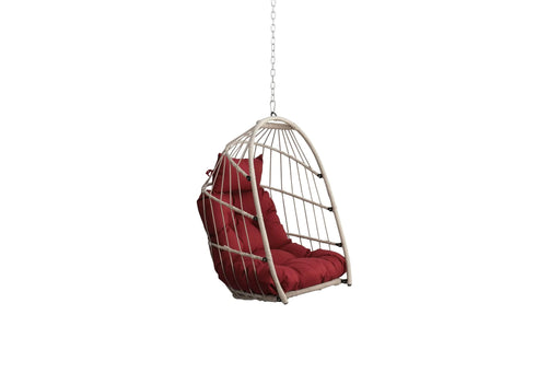 Outdoor garden rattan egg swing chair hanging chair PE hanging chair red Default -DTYStore