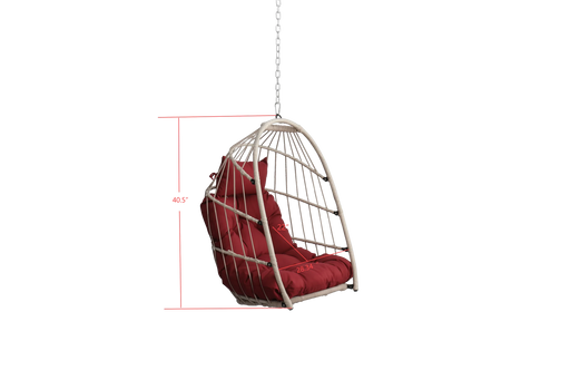 Outdoor garden rattan egg swing chair hanging chair PE hanging chair red Default -DTYStore