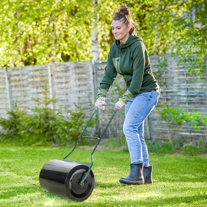 Outsunny 20-Inch Push/Tow Behind Lawn Roller Filled with 16 Gal Water or Sand, Perfect for Flattening Sod in the Garden Default -DTYStore