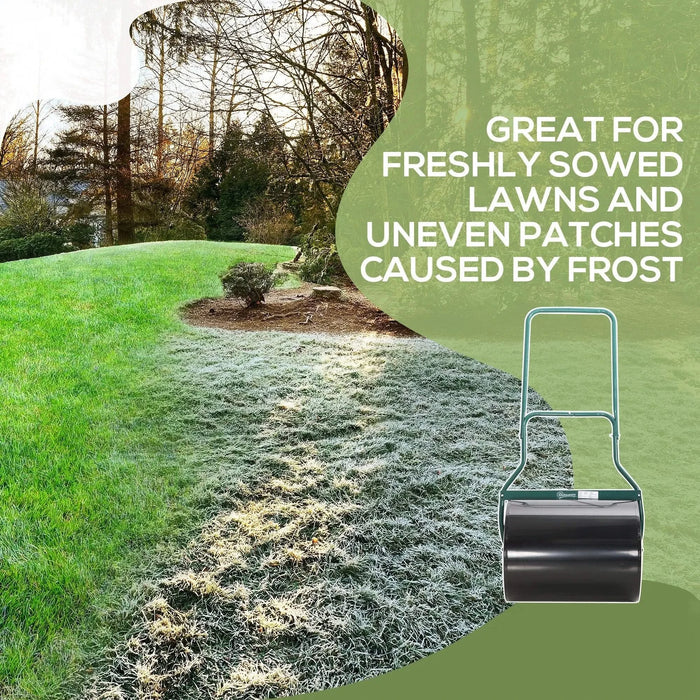 Outsunny 20-Inch Push/Tow Behind Lawn Roller Filled with 16 Gal Water or Sand, Perfect for Flattening Sod in the Garden Default -DTYStore