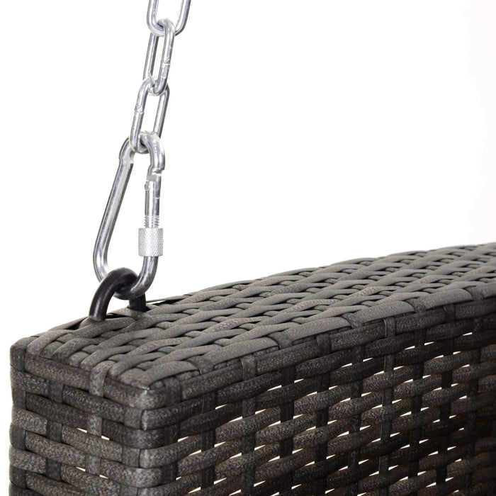 Outsunny 2 Person Wicker Hanging Swing Bench, Front Porch Swing Outdoor Chair with Cushions 550 lbs. Weight Capacity for Backyard, Garden, Grey Default -DTYStore