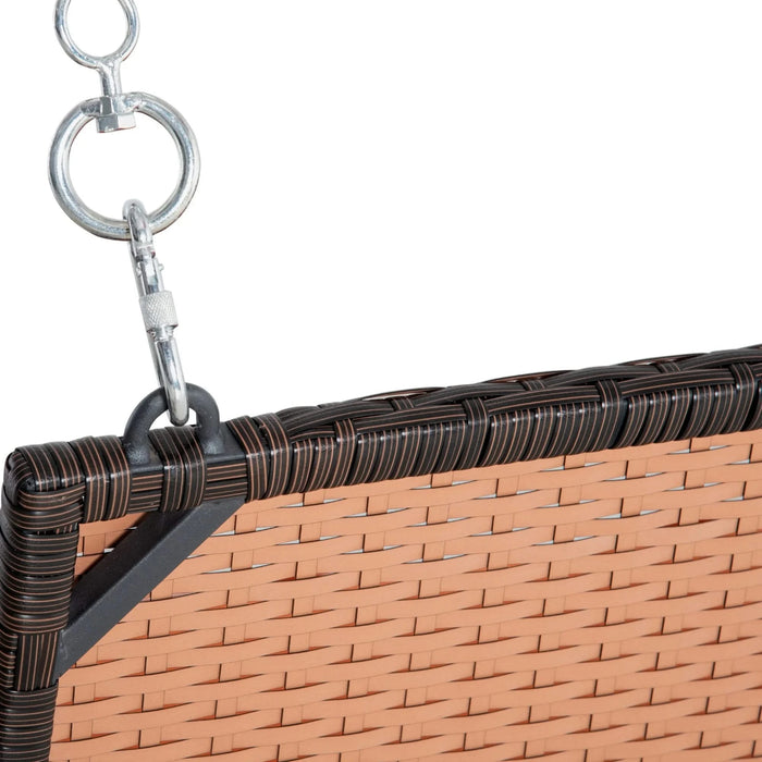 Outsunny 2 Person Wicker Hanging Swing Bench, Front Porch Swing Outdoor Chair with Cushions 550 lbs. Weight Capacity for Backyard, Garden, Orange Default -DTYStore