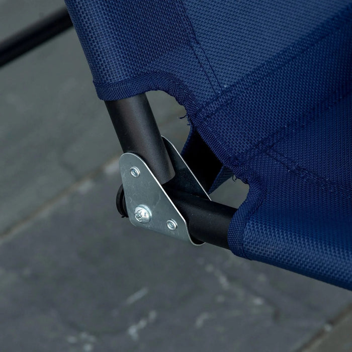 Outsunny 3-Person Porch Swing Bench with Stand & Adjustable Canopy, Armrests, Steel Frame for Outdoor, Garden, Patio, Porch & Poolside, Dark Blue Default -DTYStore