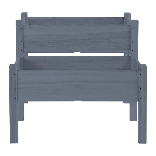 Outsunny 34'x34'x28' Raised Garden Bed, 2-Tier Elevated Wood Planter Box for Backyard, Patio to Grow Vegetables, Herbs, and Flowers, Gray Default -DTYStore