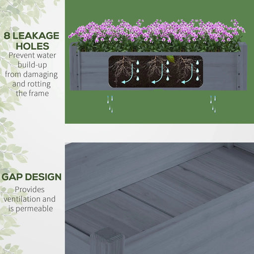 Outsunny 34'x34'x28' Raised Garden Bed, 2-Tier Elevated Wood Planter Box for Backyard, Patio to Grow Vegetables, Herbs, and Flowers, Gray Default -DTYStore