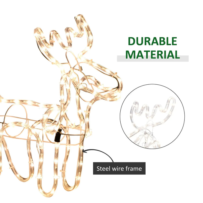 Outsunny 35' LED Reindeer Sleigh Outdoor Christmas Standing Figure Decoration Default -DTYStore