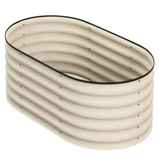 Outsunny 3.5' x 2' x 1.4' Galvanized Raised Garden Bed Kit, Outdoor Metal Elevated Planter Box with Safety Edging, Easy DIY Stock Tank for Growing Flowers, Herbs & Vegetables, Cream Default -DTYStore