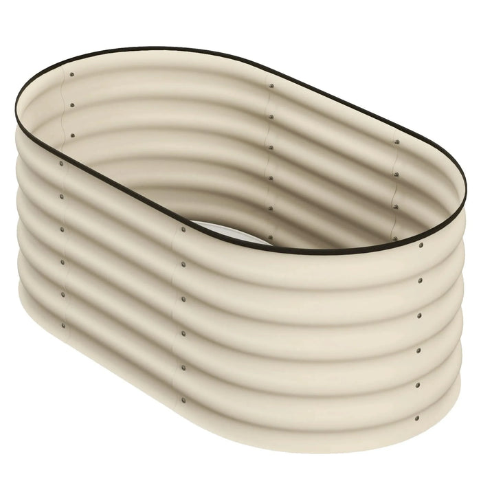 Outsunny 3.5' x 2' x 1.4' Galvanized Raised Garden Bed Kit, Outdoor Metal Elevated Planter Box with Safety Edging, Easy DIY Stock Tank for Growing Flowers, Herbs & Vegetables, Cream Default -DTYStore