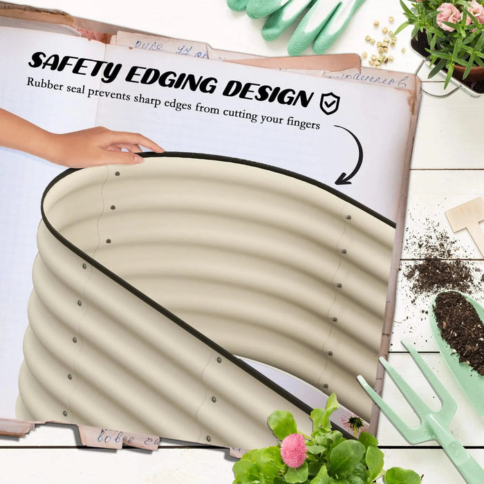 Outsunny 3.5' x 2' x 1.4' Galvanized Raised Garden Bed Kit, Outdoor Metal Elevated Planter Box with Safety Edging, Easy DIY Stock Tank for Growing Flowers, Herbs & Vegetables, Cream Default -DTYStore