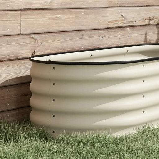 Outsunny 3.5' x 2' x 1.4' Galvanized Raised Garden Bed Kit, Outdoor Metal Elevated Planter Box with Safety Edging, Easy DIY Stock Tank for Growing Flowers, Herbs & Vegetables, Cream Default -DTYStore