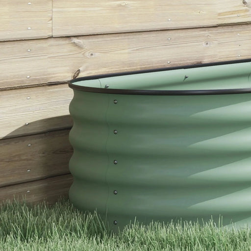 Outsunny 3.5' x 2' x 1.4' Galvanized Raised Garden Bed Kit, Outdoor Metal Elevated Planter Box with Safety Edging, Easy DIY Stock Tank for Growing Flowers, Herbs & Vegetables, Green Default -DTYStore