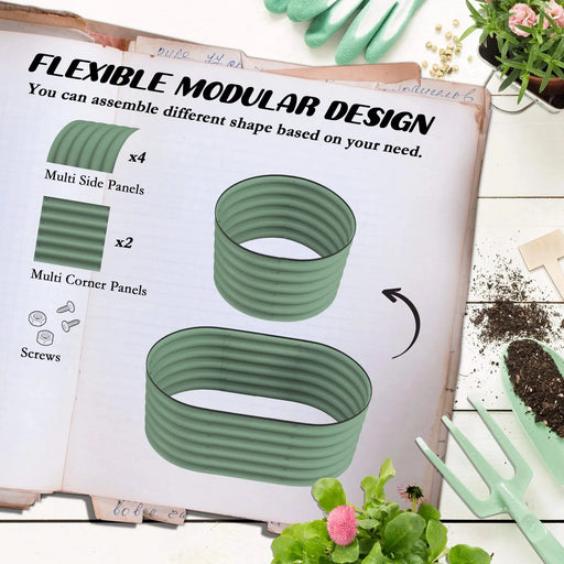 Outsunny 3.5' x 2' x 1.4' Galvanized Raised Garden Bed Kit, Outdoor Metal Elevated Planter Box with Safety Edging, Easy DIY Stock Tank for Growing Flowers, Herbs & Vegetables, Green Default -DTYStore