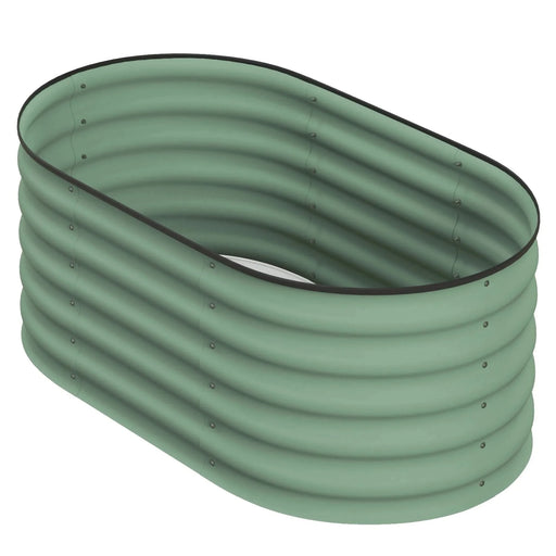 Outsunny 3.5' x 2' x 1.4' Galvanized Raised Garden Bed Kit, Outdoor Metal Elevated Planter Box with Safety Edging, Easy DIY Stock Tank for Growing Flowers, Herbs & Vegetables, Green Default -DTYStore