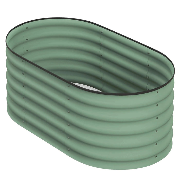 Outsunny 3.5' x 2' x 1.4' Galvanized Raised Garden Bed Kit, Outdoor Metal Elevated Planter Box with Safety Edging, Easy DIY Stock Tank for Growing Flowers, Herbs & Vegetables, Green Default -DTYStore