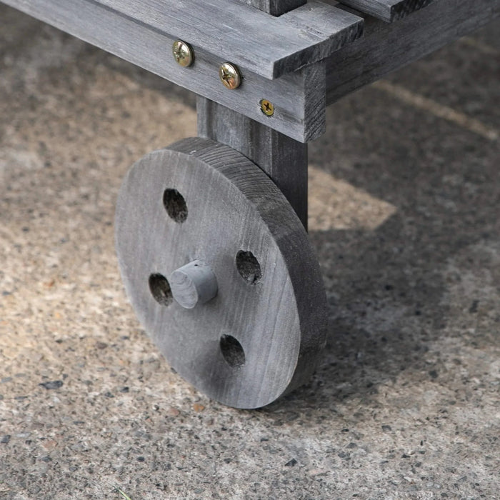 Outsunny 36'' Wooden Potting Bench Work Table with 2 Removable Wheels, Sink, Drawer & Large Storage Spaces, Gray Default -DTYStore