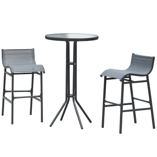 Outsunny 3 Piece Bar Height Outdoor Bistro Set for 2, Round Patio Pub Table 2 Bar Chairs with Comfortable Design & Strong Build, Charcoal Gray Default -DTYStore