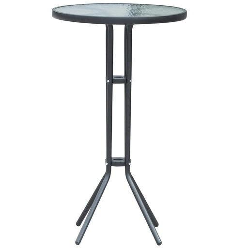 Outsunny 3 Piece Bar Height Outdoor Bistro Set for 2, Round Patio Pub Table 2 Bar Chairs with Comfortable Design & Strong Build, Charcoal Gray Default -DTYStore