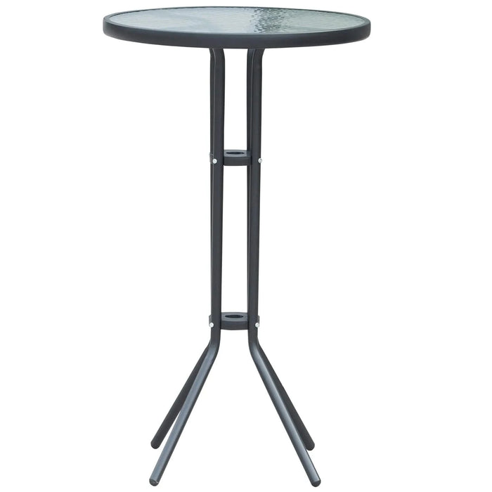 Outsunny 3 Piece Bar Height Outdoor Bistro Set for 2, Round Patio Pub Table 2 Bar Chairs with Comfortable Design & Strong Build, Charcoal Gray Default -DTYStore