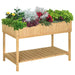 Outsunny 43x18x30in Raised Garden Bed with 8 Pockets and Shelf, Wooden Elevated Planter Box with Legs to Grow Herbs, Vegetables, and Flowers, Natural Default -DTYStore