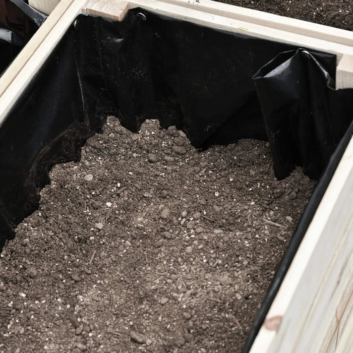 Outsunny 4PCS Raised Garden Bed, Wooden Elevated Planter Box Kit with Bed Liner, DIY Shape, for Flowers Vegetables Default -DTYStore