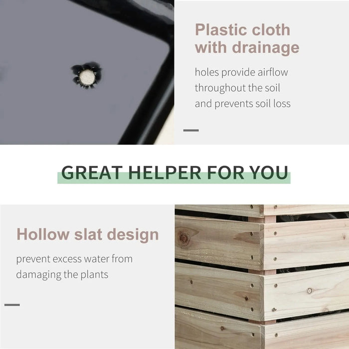 Outsunny 4PCS Raised Garden Bed, Wooden Elevated Planter Box Kit with Bed Liner, DIY Shape, for Flowers Vegetables Default -DTYStore