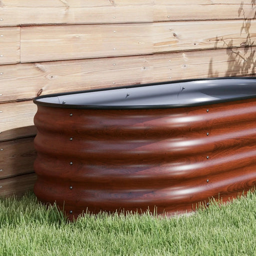 Outsunny 5' x 2' x 1.4' Galvanized Raised Garden Bed Kit, Outdoor Metal Elevated Planter Box with Safety Edging, Easy DIY Stock Tank for Growing Flowers, Herbs & Vegetables, Brown Default -DTYStore