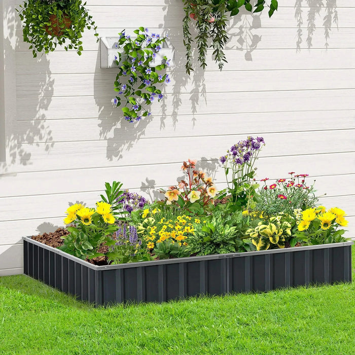 Outsunny 8.5' x 3' x 1' Raised Garden Bed, Galvanized Metal Planter Box for Vegetables Flowers Herbs, Dark Gray Default -DTYStore