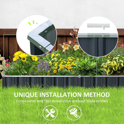 Outsunny 8.5' x 3' x 1' Raised Garden Bed, Galvanized Metal Planter Box for Vegetables Flowers Herbs, Dark Gray Default -DTYStore