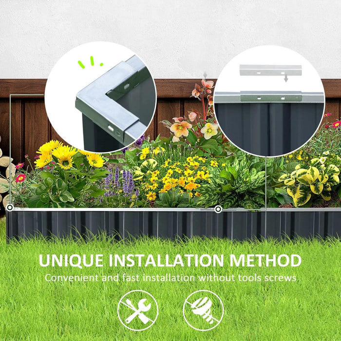 Outsunny 8.5' x 3' x 1' Raised Garden Bed, Galvanized Metal Planter Box for Vegetables Flowers Herbs, Dark Gray Default -DTYStore