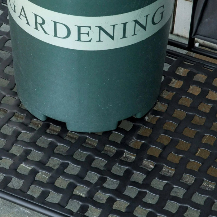 Outsunny Folding Potting Bench Table, Metal Garden Workstation, Work Bench with Large Build-In Bag with Cover, 5 Hanging Hooks & Storage Shelf, Flourishes Default -DTYStore