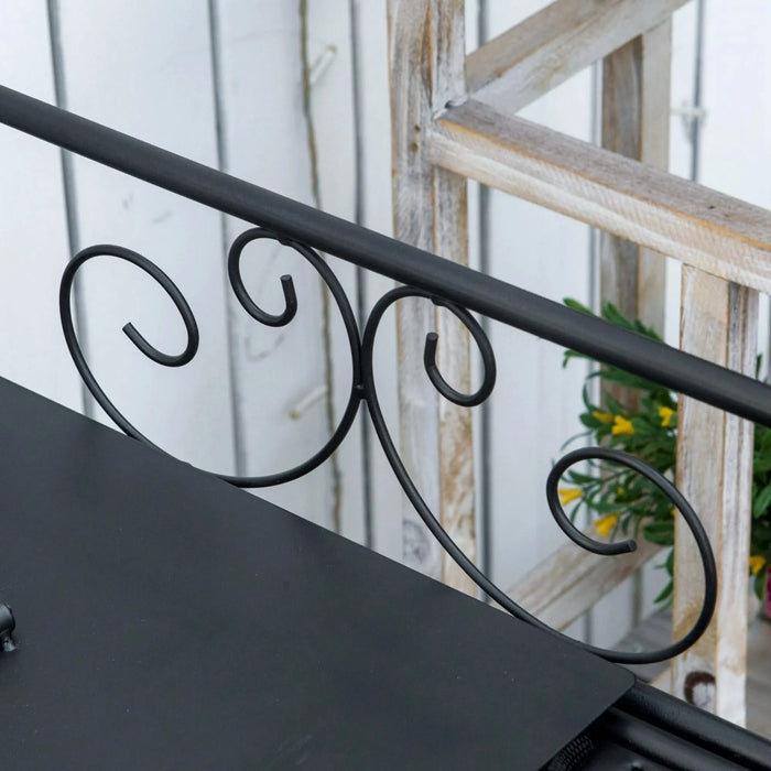 Outsunny Folding Potting Bench Table, Metal Garden Workstation, Work Bench with Large Build-In Bag with Cover, 5 Hanging Hooks & Storage Shelf, Flourishes Default -DTYStore