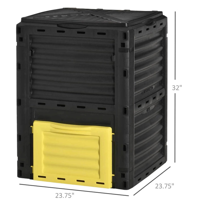 Outsunny Garden Compost Bin 80 Gallon Outdoor Large Capacity Composter Fast Create Fertile Soil Aerating Box, Easy Assembly, Yellow- DTY Store