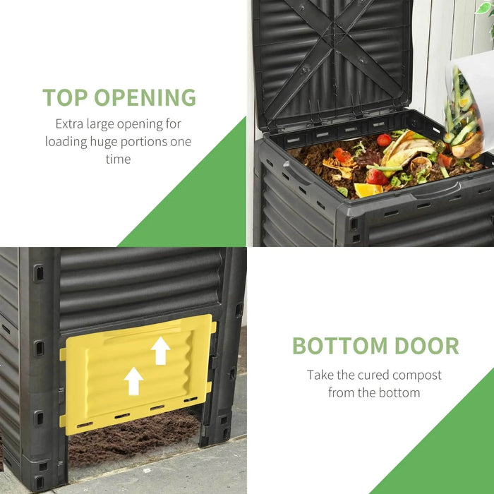 Outsunny Garden Compost Bin 80 Gallon Outdoor Large Capacity Composter Fast Create Fertile Soil Aerating Box, Easy Assembly, Yellow - DTY Store