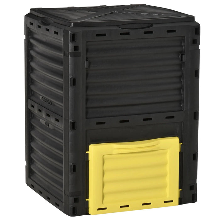 Outsunny Garden Compost Bin 80 Gallon Outdoor Large Capacity Composter Fast Create Fertile Soil Aerating Box, Easy Assembly, Yellow - DTY Store