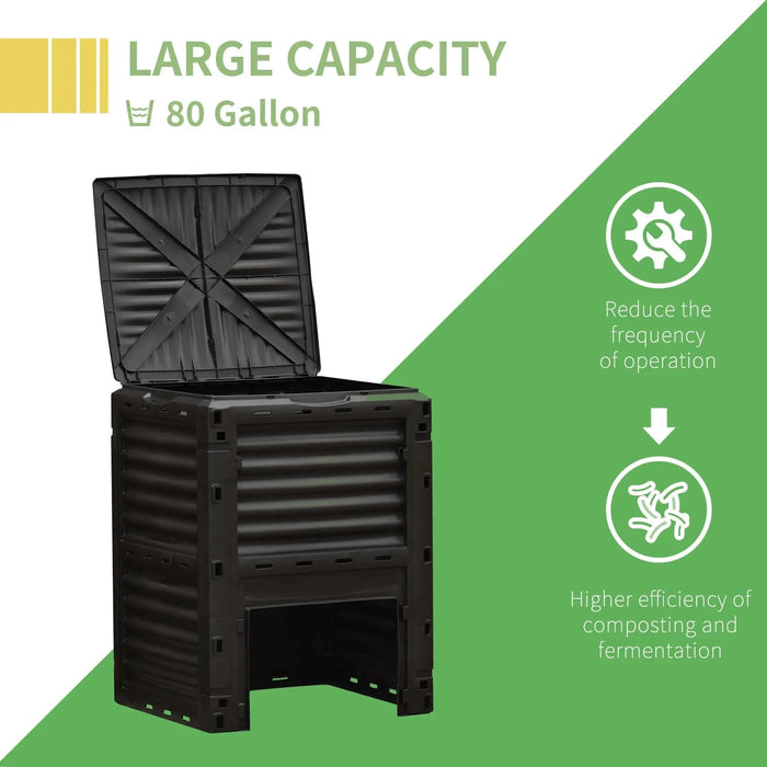 Outsunny Garden Compost Bin 80 Gallon Outdoor Large Capacity Composter Fast Create Fertile Soil Aerating Box, Easy Assembly, Yellow - DTY Store