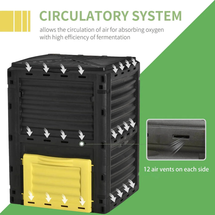 Outsunny Garden Compost Bin 80 Gallon Outdoor Large Capacity Composter Fast Create Fertile Soil Aerating Box, Easy Assembly, Yellow - DTY Store