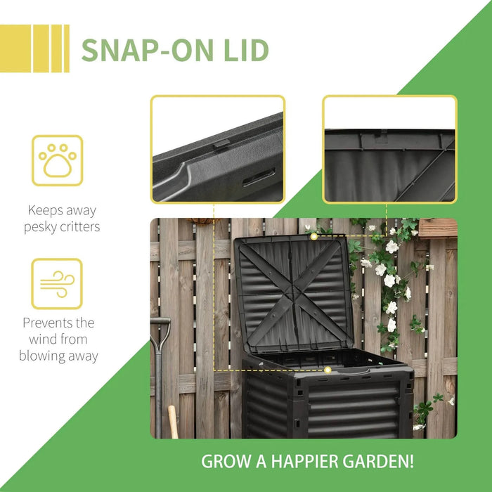 Outsunny Garden Compost Bin 80 Gallon Outdoor Large Capacity Composter Fast Create Fertile Soil Aerating Box, Easy Assembly, Yellow - DTY Store