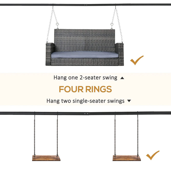 Outsunny Metal Porch Swing Stand, Heavy Duty Swing Frame, Hanging Chair Stand Only, 528 LBS Weight Capacity, for Backyard, Patio, Lawn, Playground, Black Default -DTYStore