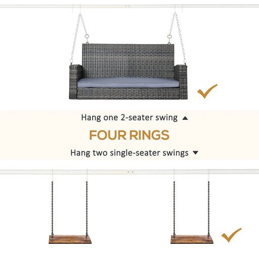 Outsunny Metal Porch Swing Stand, Heavy Duty Swing Frame, Hanging Chair Stand Only, 528 LBS Weight Capacity, for Backyard, Patio, Lawn, Playground, White Default -DTYStore