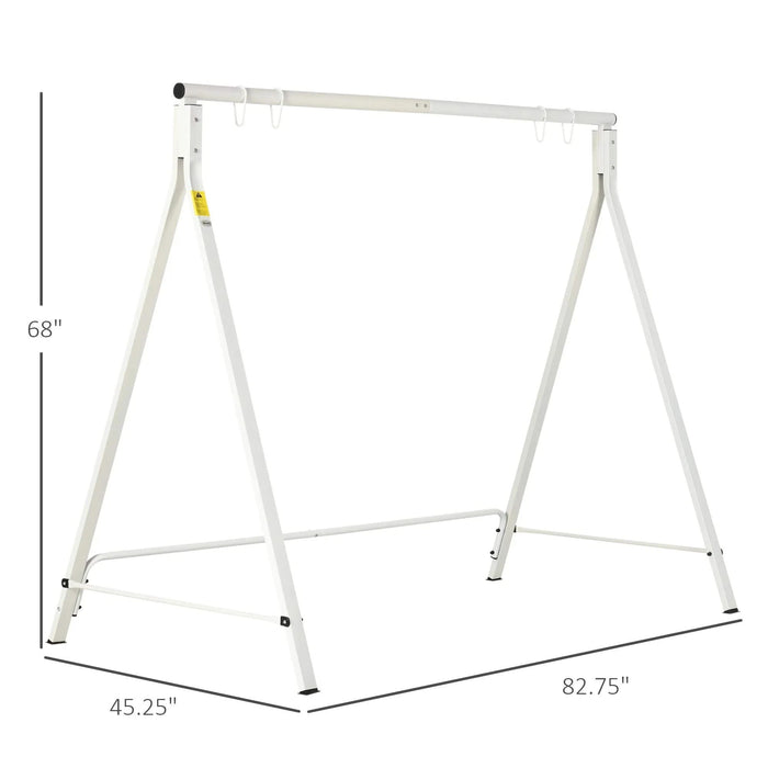 Outsunny Metal Porch Swing Stand, Heavy Duty Swing Frame, Hanging Chair Stand Only, 528 LBS Weight Capacity, for Backyard, Patio, Lawn, Playground, White Default -DTYStore