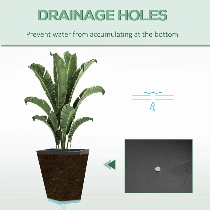 Outsunny Modern Tall Planters Set of 3 with Stackable Design, Drainage Holes, Gray MgO, Various Sizes Default -DTYStore