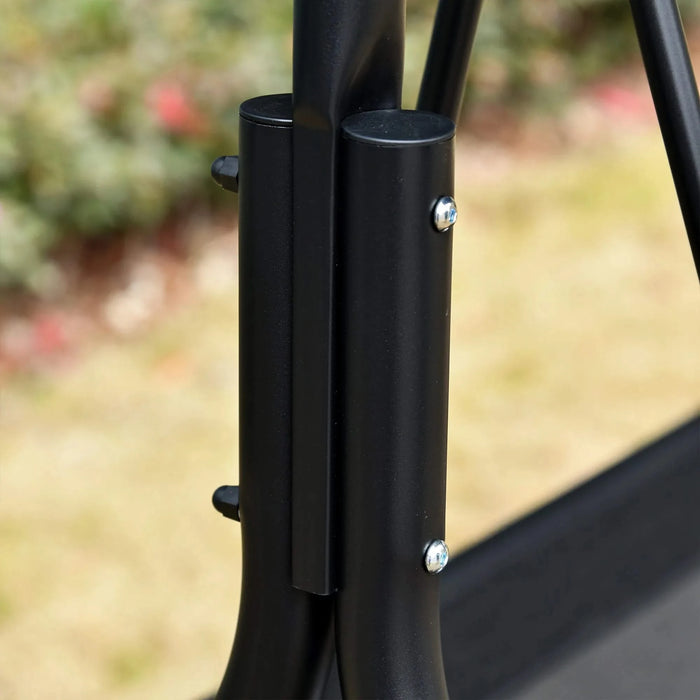 Outsunny Patio Swing Chair with Canopy, Seats 2 Adults Loveseat Bench with Adjustable Tilt Canopy, Armrests, A-Frame Steel, Breathable Mesh for Backyard, Garden, Black Default -DTYStore