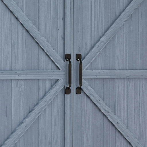 Outsunny Potting Bench, Outdoor Wooden Potting Table with Storage Cabinet with 2 Shelves, Garden Work Bench with Galvanized Plated Tabletop for Backyard, Balcony, Gray Default -DTYStore