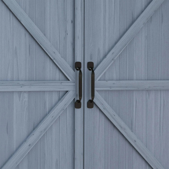 Outsunny Potting Bench, Outdoor Wooden Potting Table with Storage Cabinet with 2 Shelves, Garden Work Bench with Galvanized Plated Tabletop for Backyard, Balcony, Gray Default -DTYStore